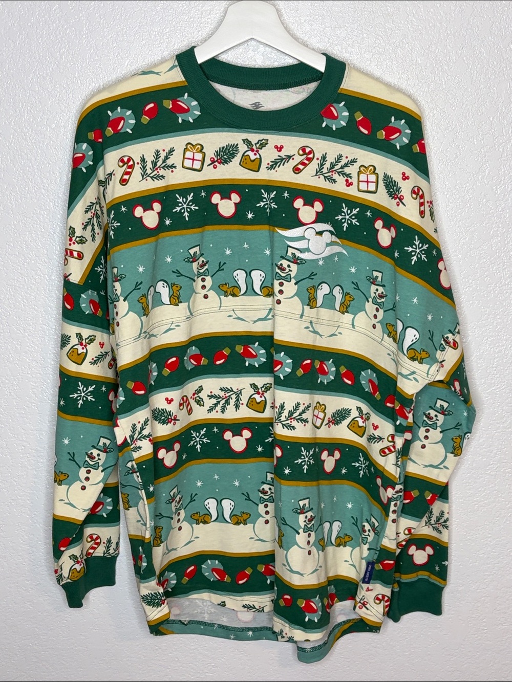Disney Cruise Line Spirit Jersey Christmas Theme Glitter Spell-out Size Medium